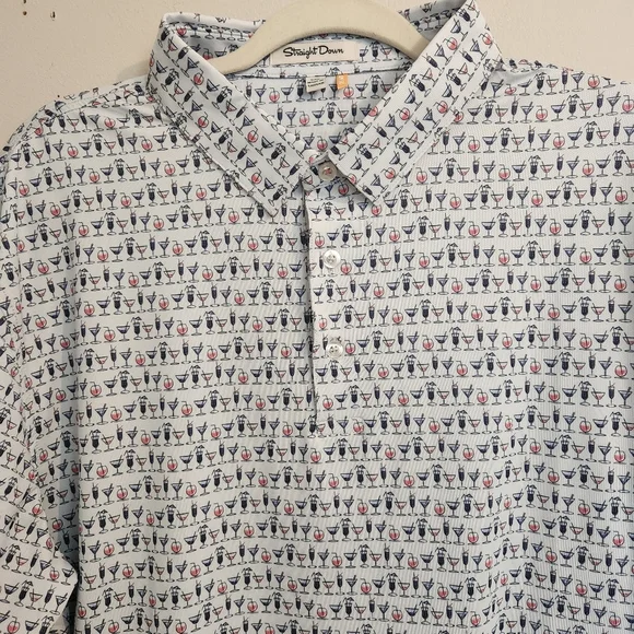 Straight Down Golf Polo - SPF Performance Cocktail Print Golf Shirt - XXL - Picture 9 of 9